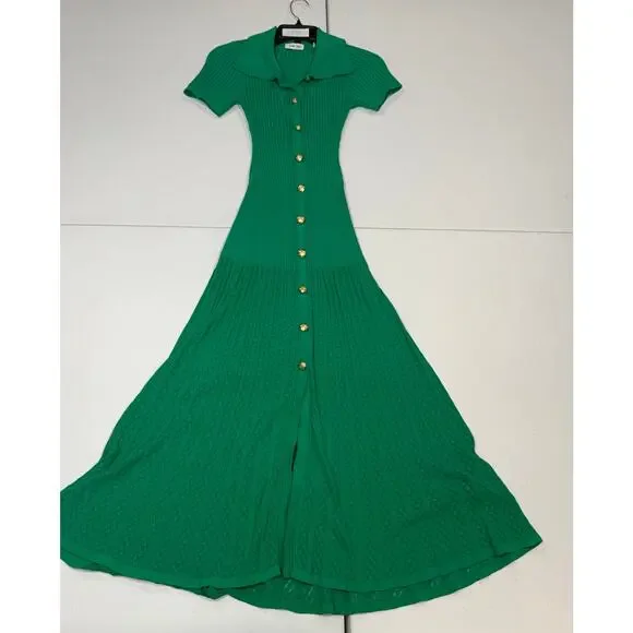 Sandro Lorel green knit midi Dress Size 36 (2-4) - Picture 2 of 7